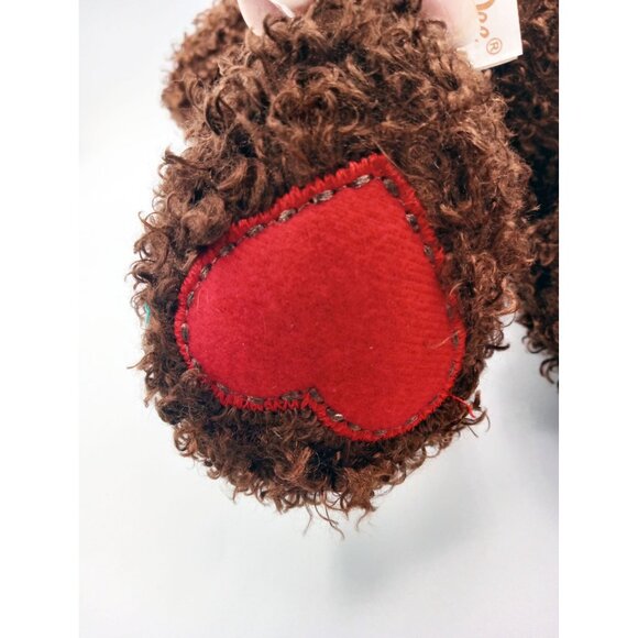 Bear Plush Dan Dee Teddy Dark Brown Red Heart Eye Paws 13 In Soft Stuffed Animal - Picture 10 of 14